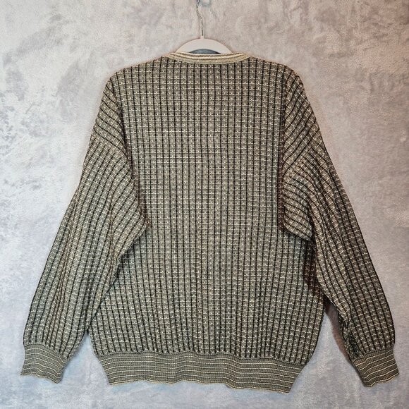 The Italian Sweater Co. Mens Large 3D Knit Geometric Grandpa wool blend Crewneck - Picture 2 of 10